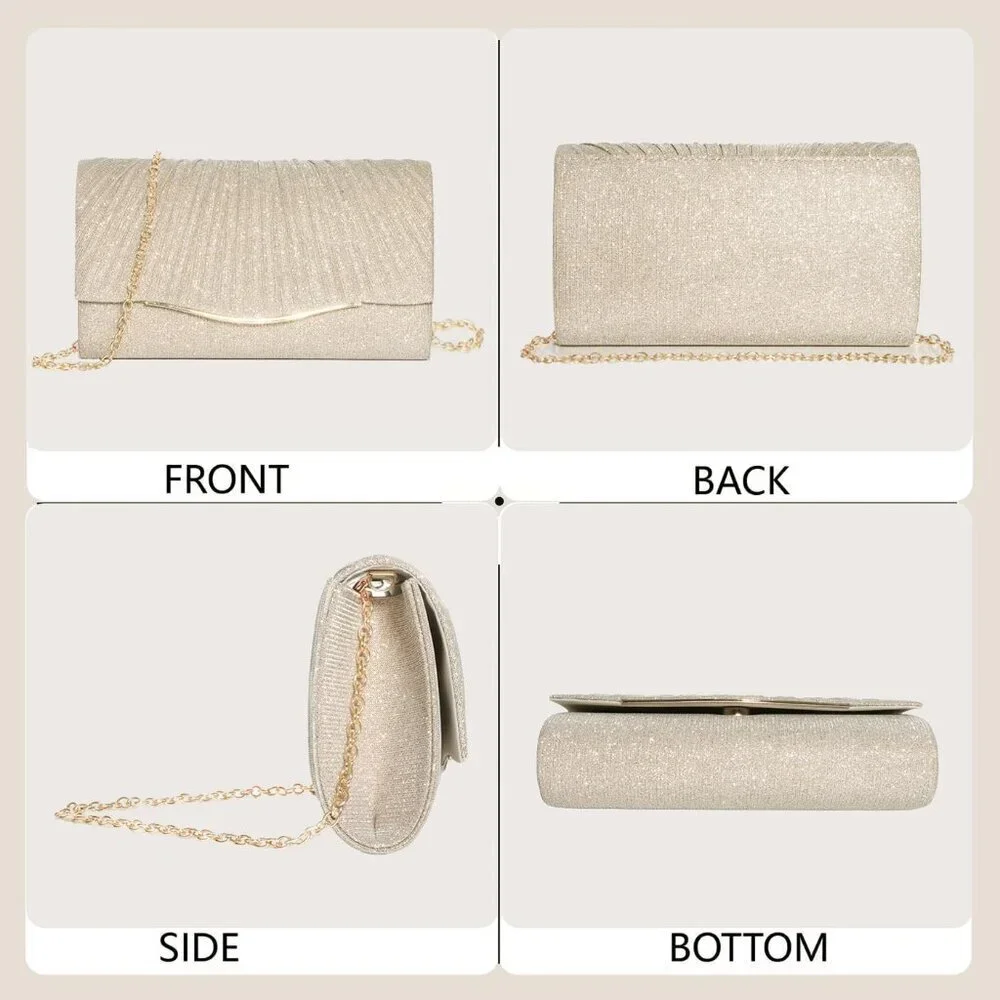Clutch Purse Satin Sequins Women's Evening Bag Crossbody Formal Party